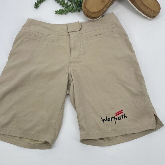 Patagonia Womens Walking Hiking shorts Pockets Logo Tan Size 2 - Picture 1 of 12